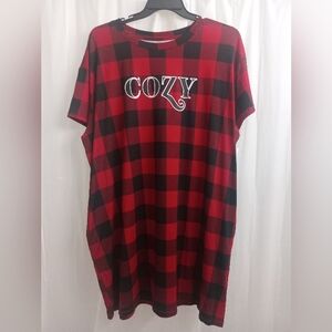 Joyspun Red & Black Plaid Night Shirt - Size: 2X-3X
